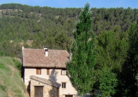 Barbacoa de piedra cubierta