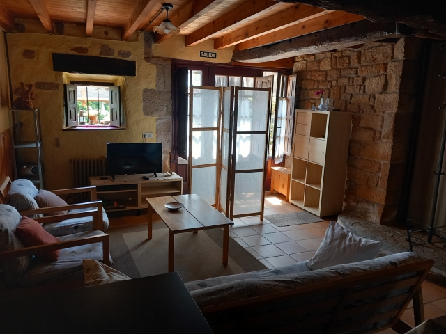 Salon rustico con television