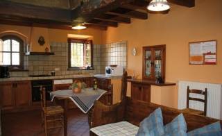 Large kitchen with dining table