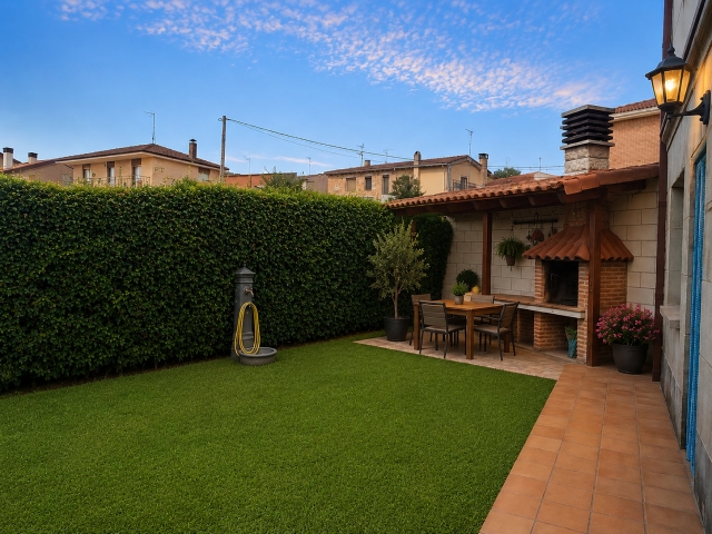 Amplia barbacoa y jardin