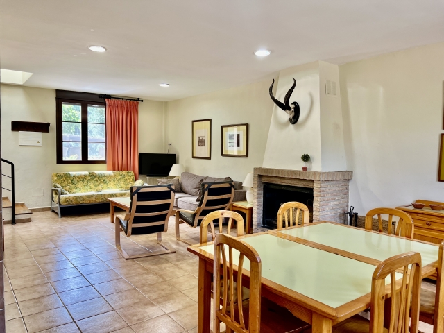 Sala amplia con chimenea