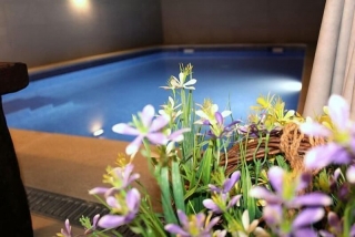 Agradable vista de la piscina