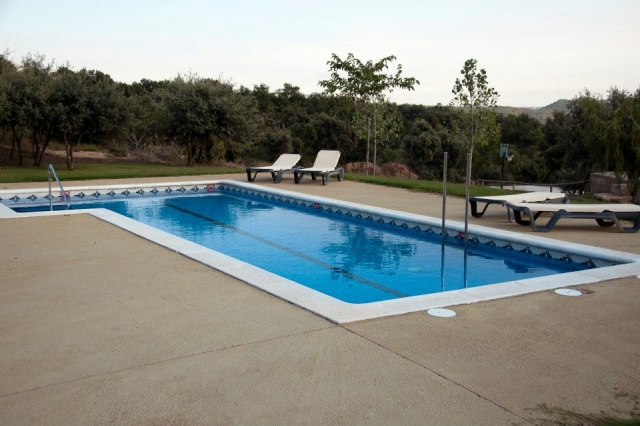 Piscina y hamacas