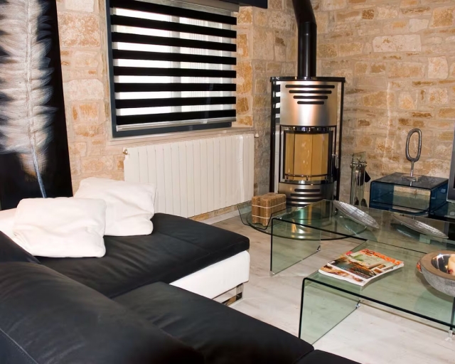 Sala de estar con chimenea