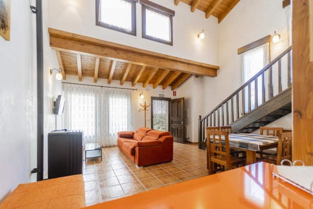 Sala y sofa con chimenea