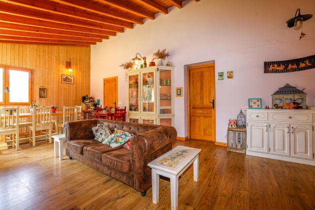 Sala agradable con sofa 