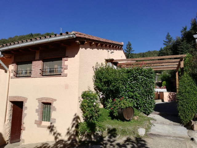 Jardin con pergola y barbacoa