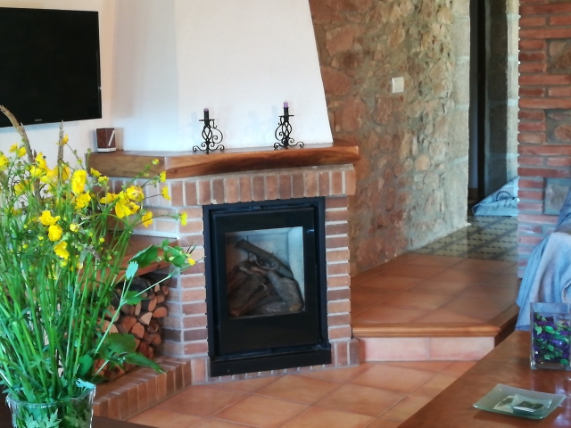 Chimenea en salon comedor