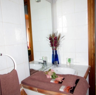 Aseo con lavabo y espejo