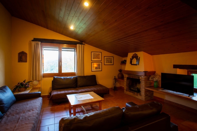 Sala amplia con chimenea