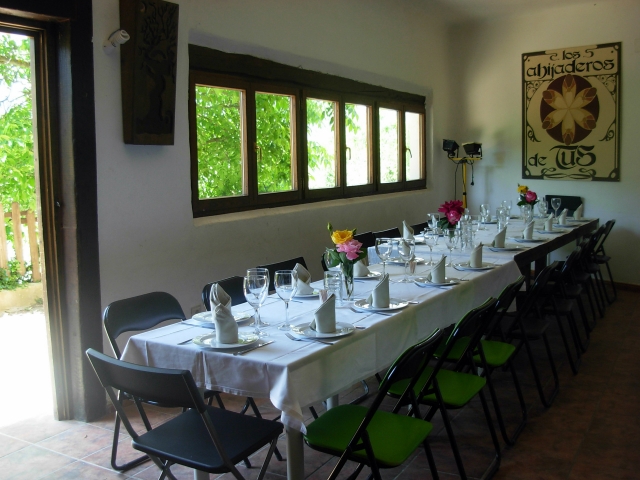 Sala de comedor con barbacoa