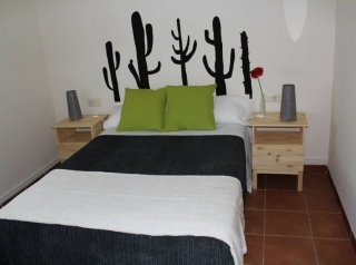 Chambre double avec vinyle de cactus