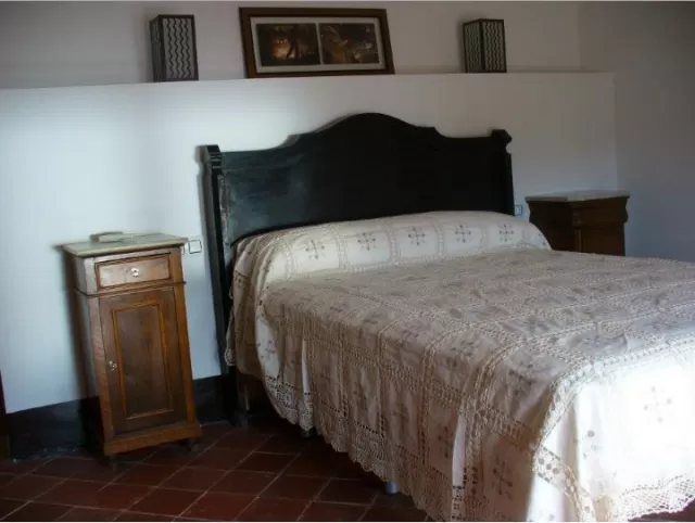 Bedroom with fireplace