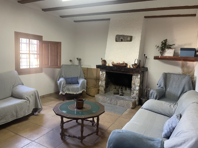 Salon con chimenea y sillones