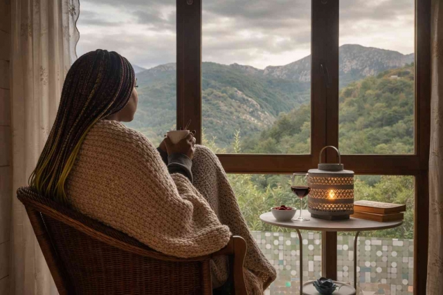 dormitorio con vistas