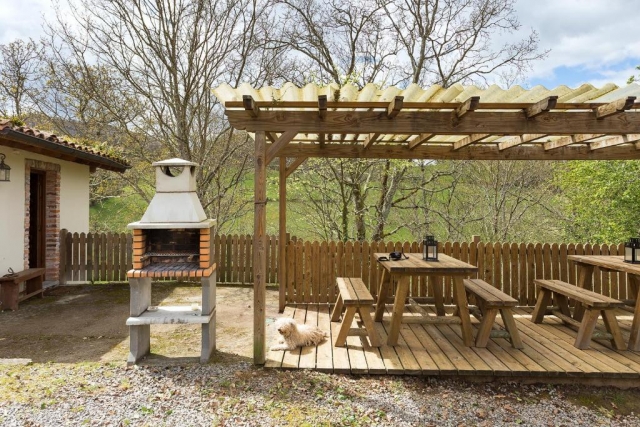 Barbacoa y mesas de picnic