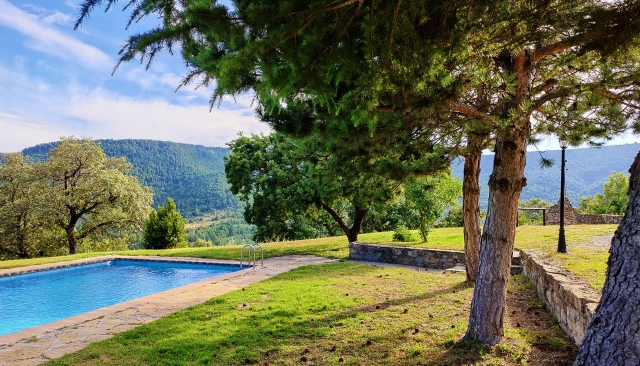 La piscina y jardines