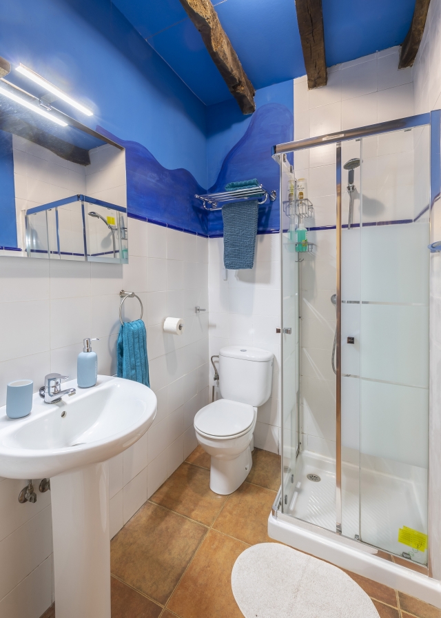 Un aseo en color azul