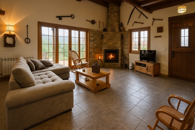 Salón con chimenea