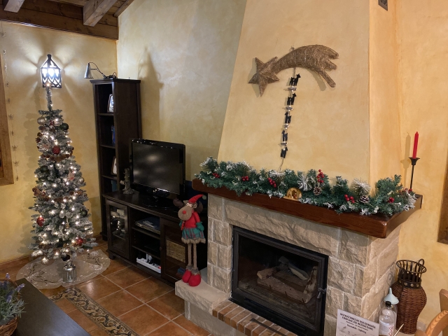 Salon Navidad con chimenea