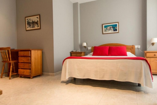 Habitacion doble con cama grande y escritorio