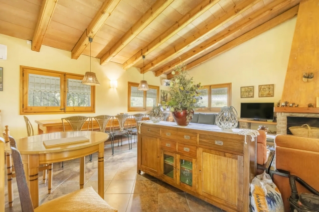 Sala amplia y chimenea