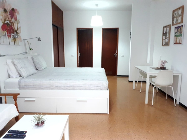 Sala de estar con dormitorio