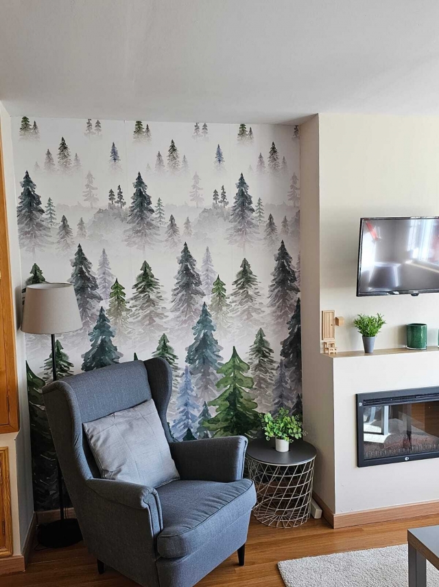 Sala amplia y chimenea