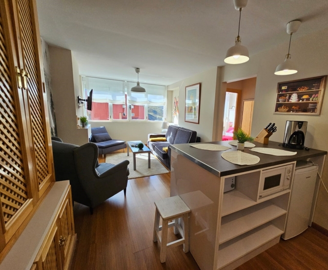 Sala amplia y la cocina 