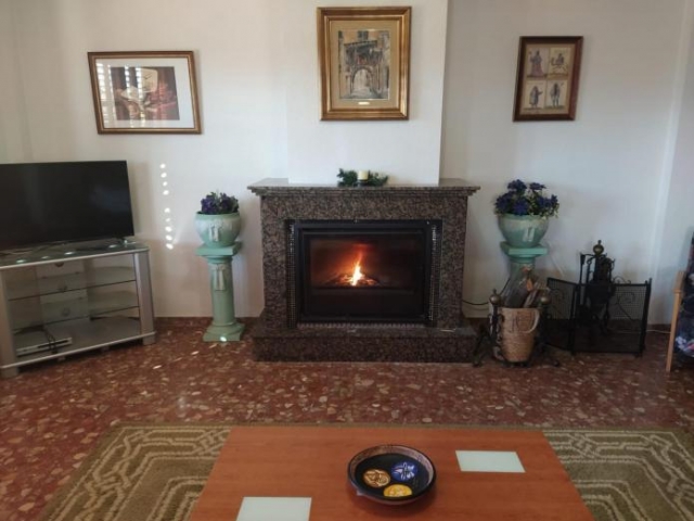 Sala de estar con chimenea