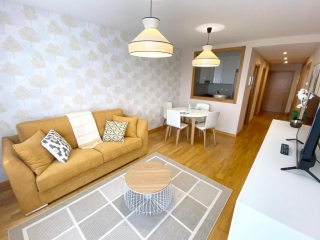 Sala agradable con sofá