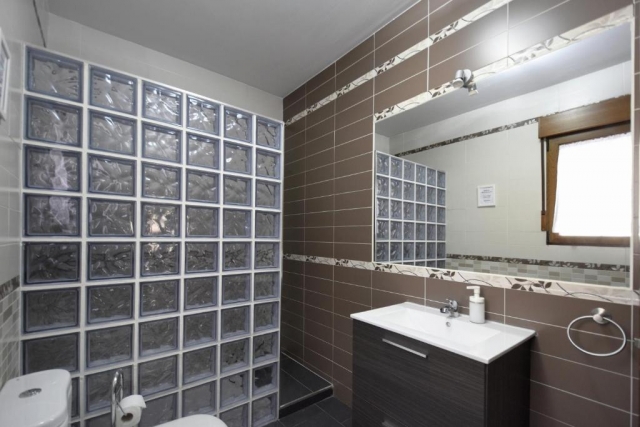 Un aseo en gris con ducha