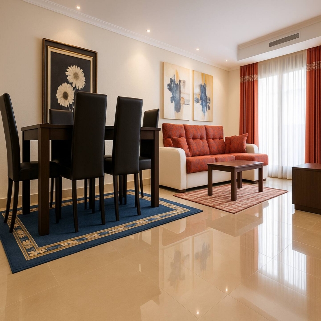 Sala amplia con su mesa 