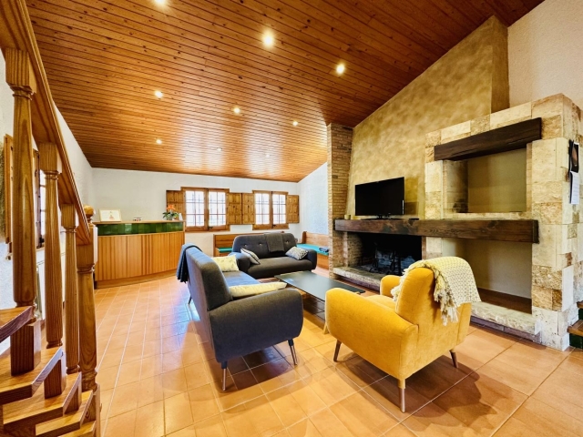 Sala amplia con chimenea