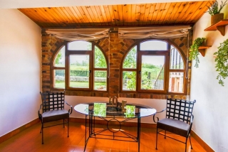 A dining room between arches