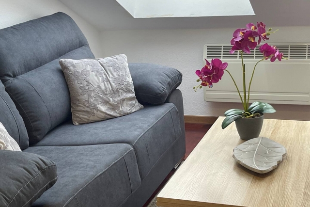 Sala de estar y una planta