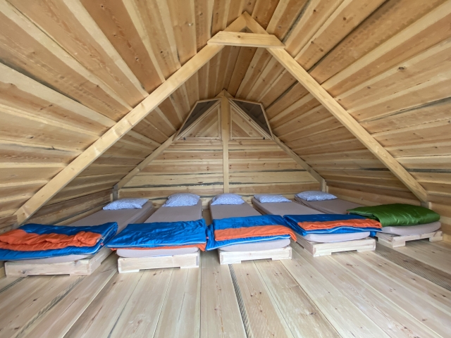 Dormitorio con varias camas