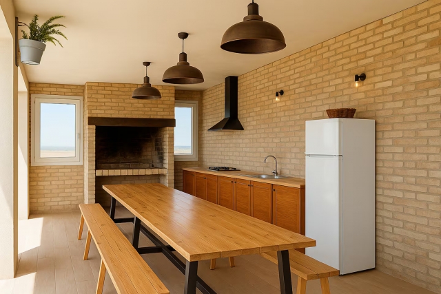 Amplio porche con barbacoa