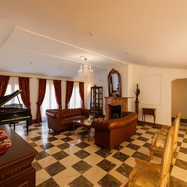 Sala amplia con chimenea