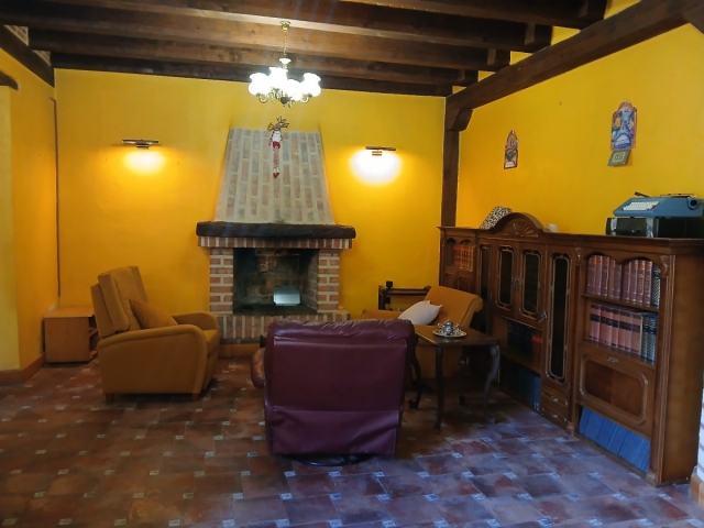 Sala amplia con chimenea