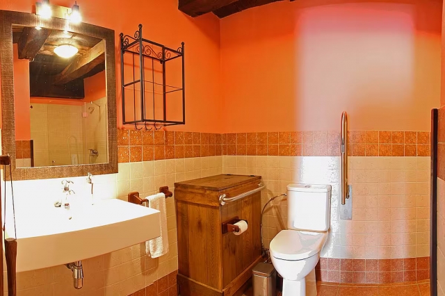 Un aseo amplio con lavabo