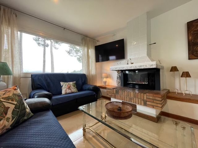 Sala con chimenea y tele