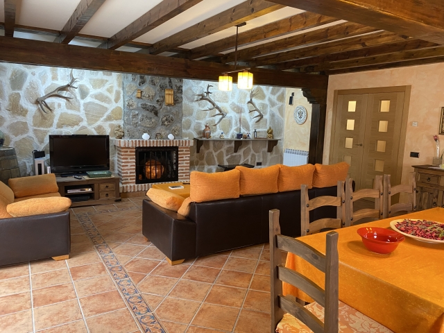 Sala amplia con chimenea