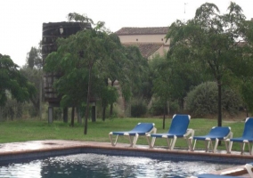 Piscina y tumbonas