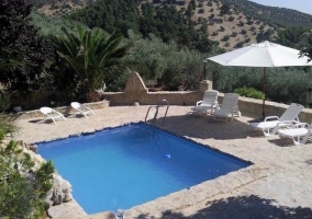 Piscina con zona de solárium