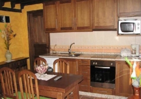 Cocina con muebles de madera