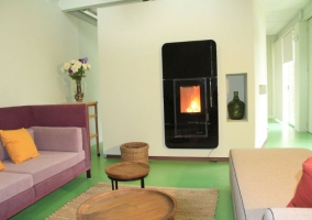 Sala de estar con original chimenea