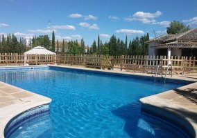Acceso a la piscina de la casa vallada