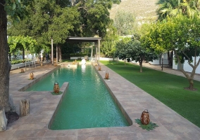 La piscina y el jardín de la casa