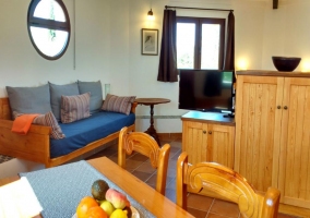 Living room with plasma TV in the furniture
